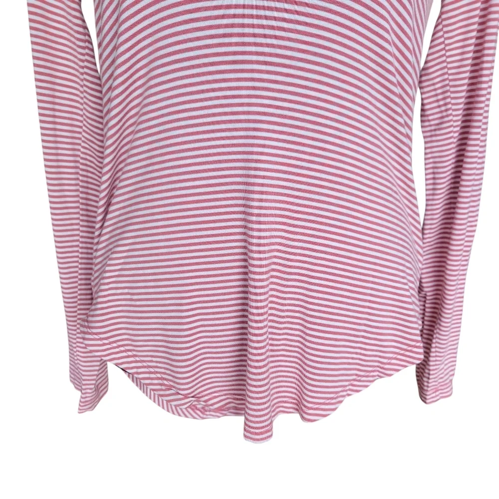 Old Navy Pink and White Stripe Luxe Long Sleeve Tee  Women's Size M - Picture 5 of 8